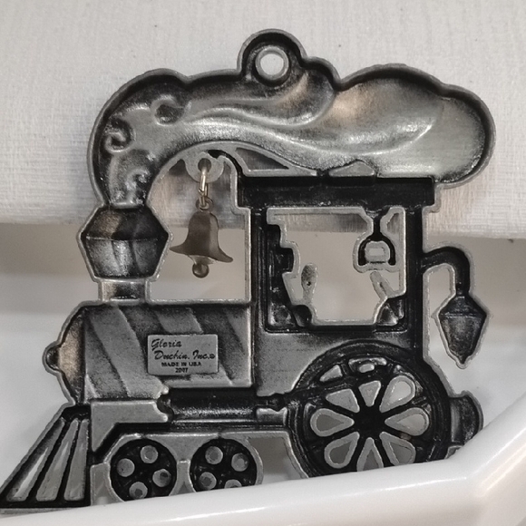 Vintage Silver Train Ornament with Bell Accent - Picture 3 of 3
